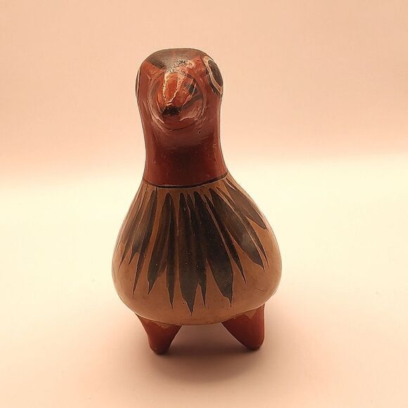 Vintage Hand Painted Mexican Folk Art Tonala Pottery Bird Figurine Signed - Picture 2 of 12